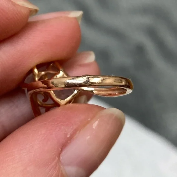 Beautiful Art Nouveau Style Rose Gold Pink Amethyst and Diamond Ring